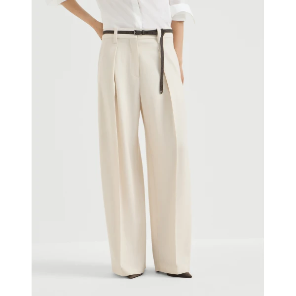 Brunello Cucinelli Pleated barrel trousers in Milk