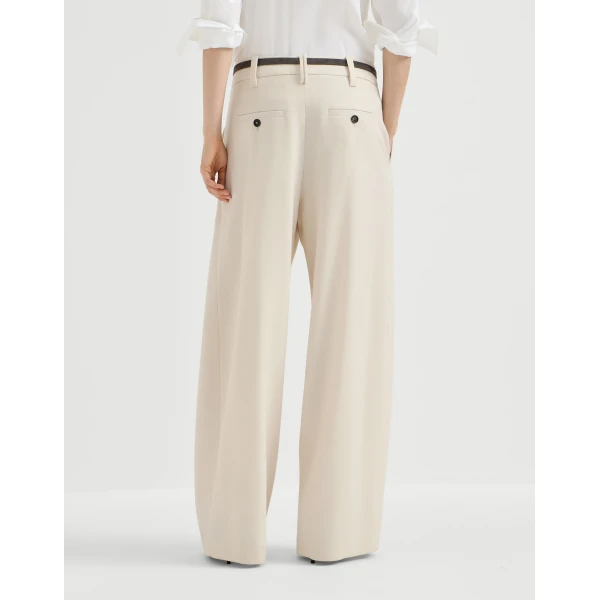 Brunello Cucinelli Pleated barrel trousers in Milk