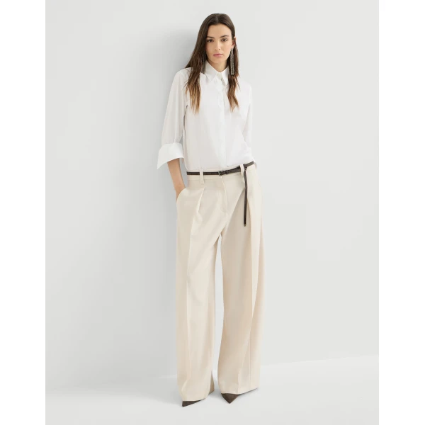 Brunello Cucinelli Pleated barrel trousers in Milk