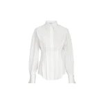 Brunello Cucinelli Poplin pleated shirt in White | Shirts | Luxury Shoes 