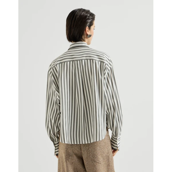 Brunello Cucinelli Poplin shirt with foulard in Green