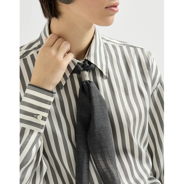Brunello Cucinelli Poplin shirt with foulard in Green