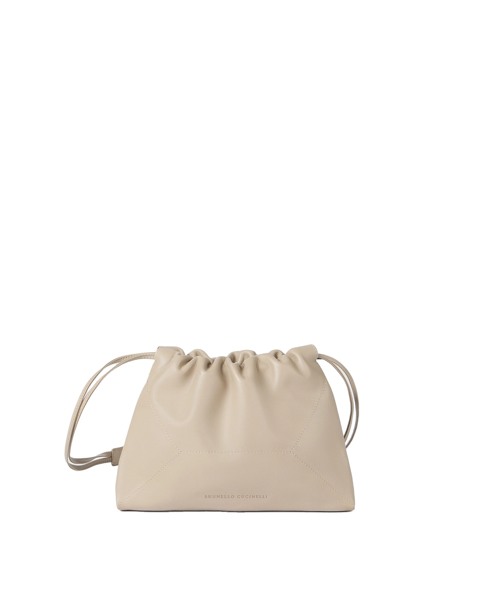 Brunello Cucinelli Pouch bag in calfskin with monili in Buff | Buy Clutch Bags at Luxury Shoes Brunello Cucinelli Pouch bag in calfskin with monili in Buff