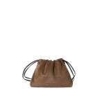 Brunello Cucinelli Pouch bag in suede with monili in Caramel