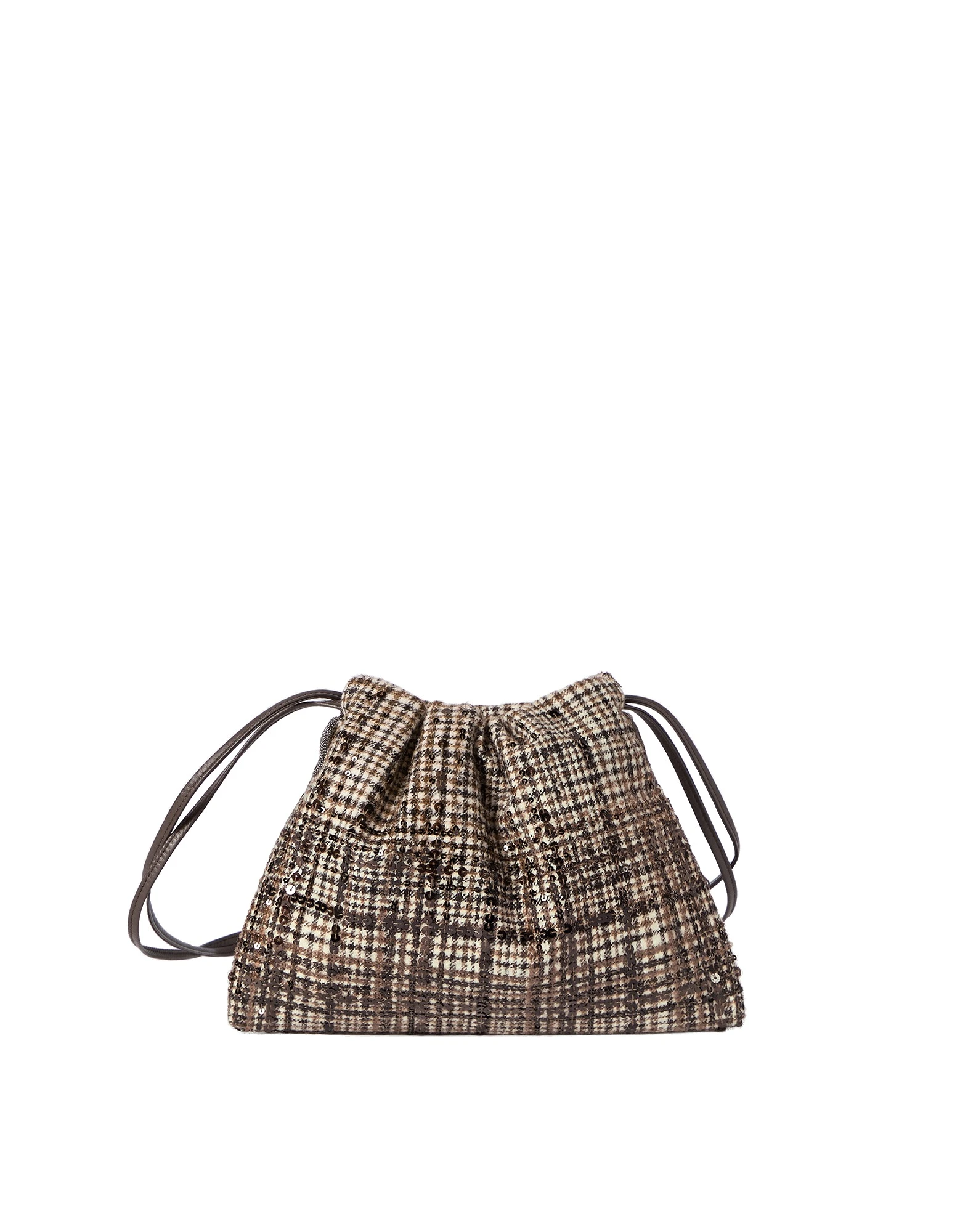 Brunello Cucinelli Pouch bag with dazzling degradé embroidery in Brown | Buy Clutch Bags at Luxury Shoes Brunello Cucinelli Pouch bag with dazzling degradé embroidery in Brown