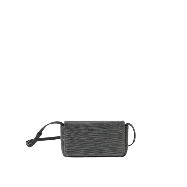Brunello Cucinelli Precious flap bag in grained leather in Black