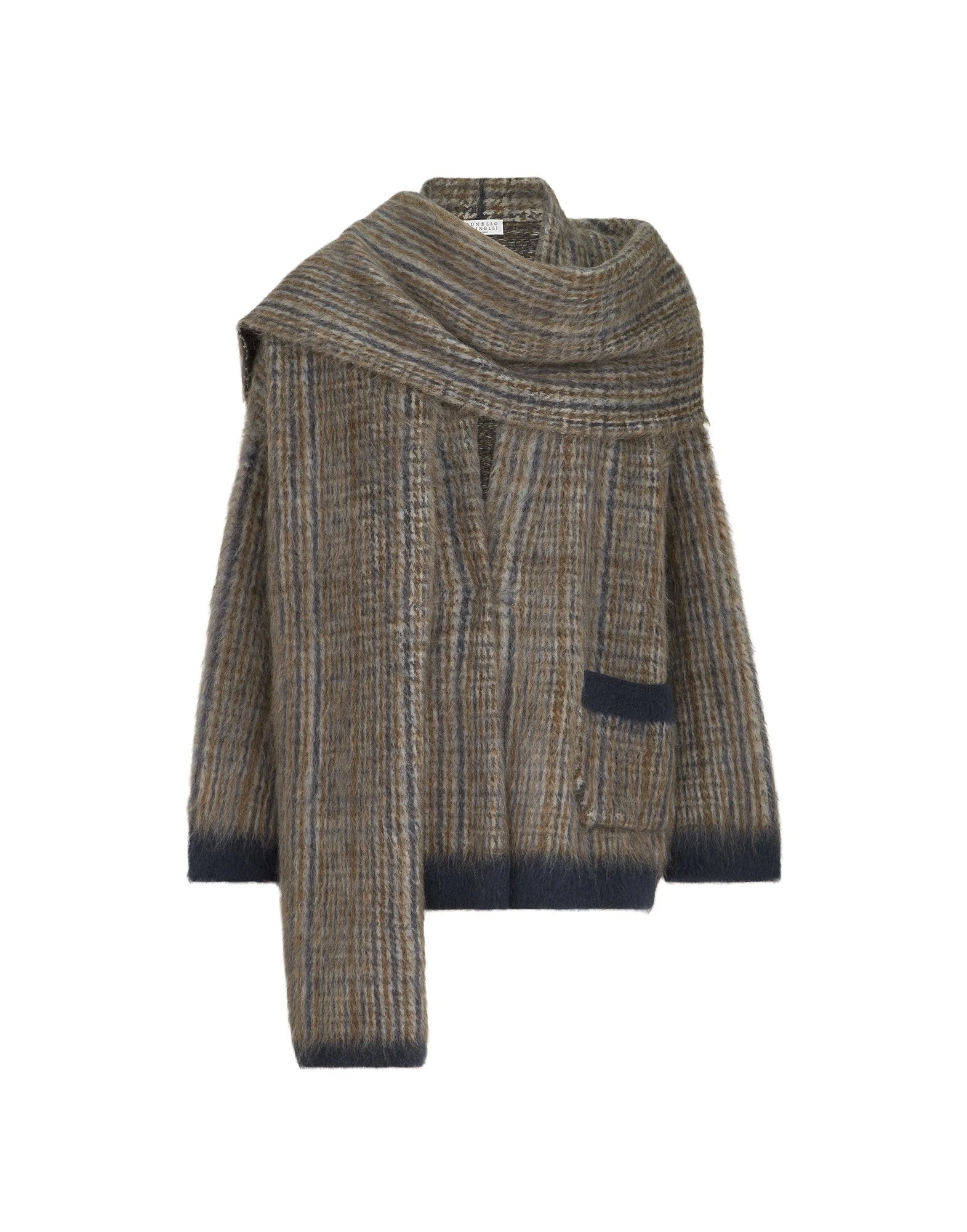 Brunello Cucinelli Prince of Wales double knit outerwear in Brown Brunello Cucinelli