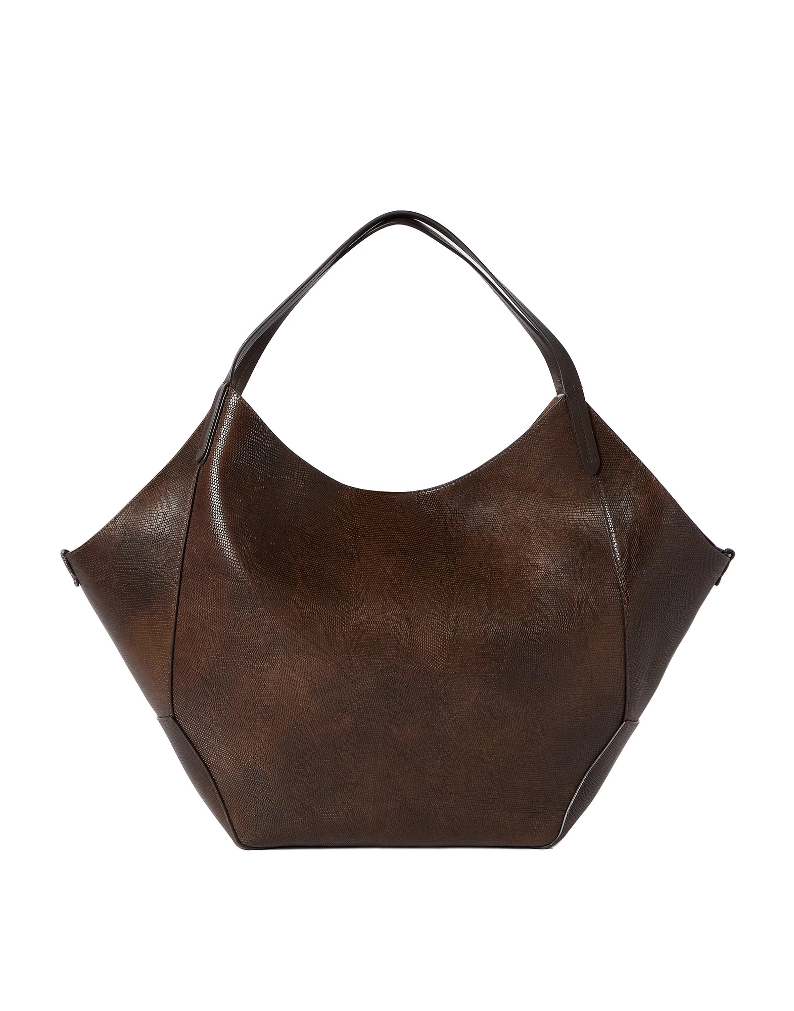 Brunello Cucinelli Reversible Duo shopper in lizard calfskin in Rust Brown | Buy Shoulder & Crossbody Bags at Luxury Shoes Brunello Cucinelli Reversible Duo shopper in lizard calfskin in Rust Brown