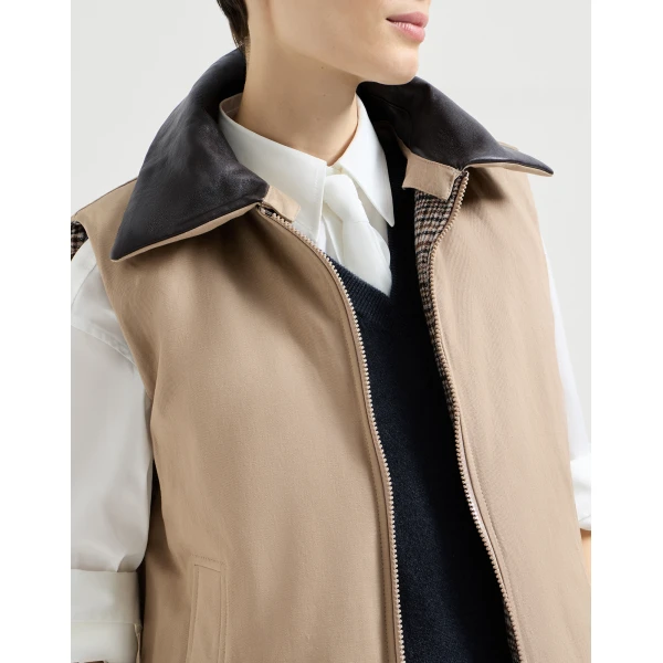 Reversible down vest in Camel - Image 4