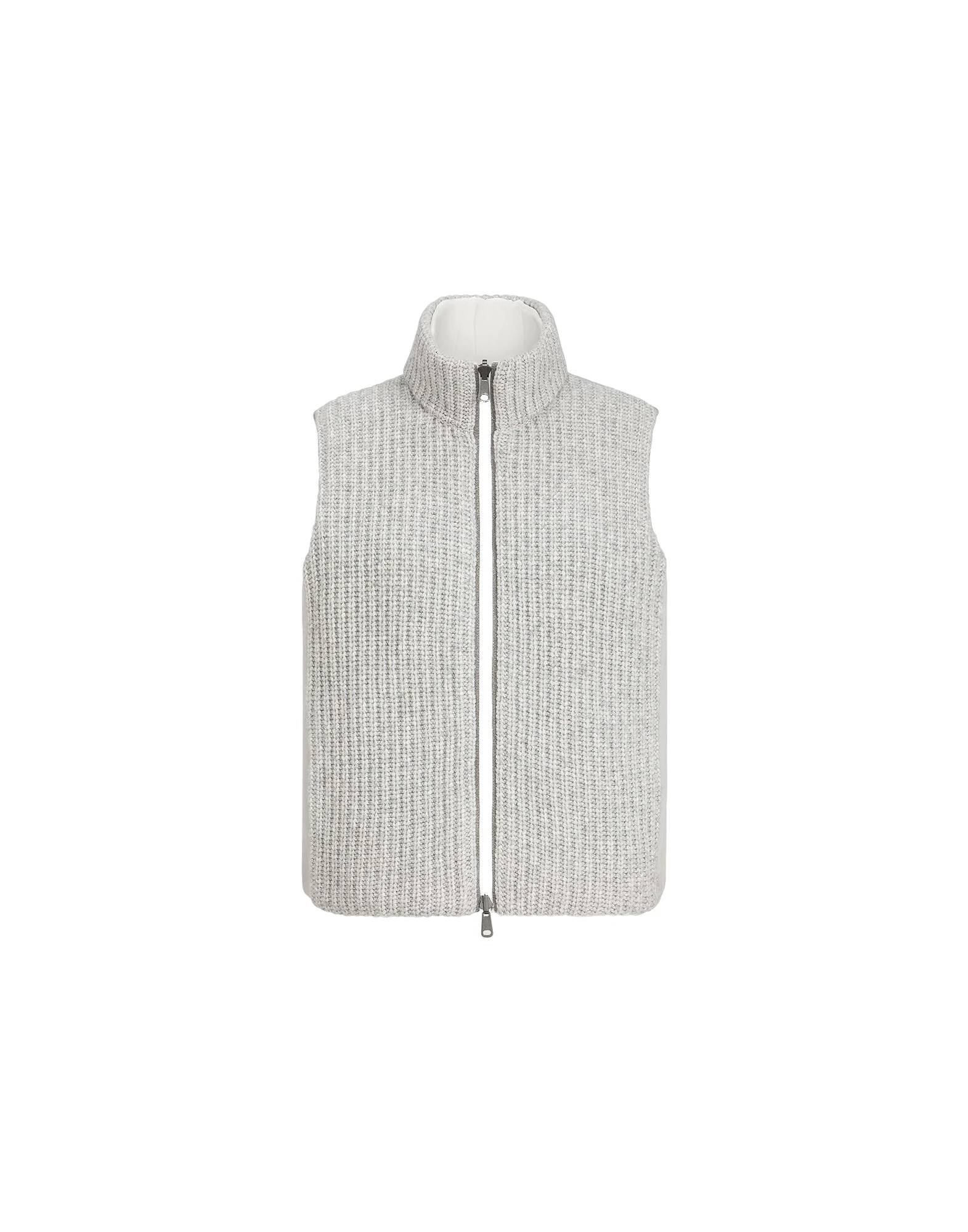 Brunello Cucinelli Reversible sleeveless down jacket in Light Grey Brunello Cucinelli