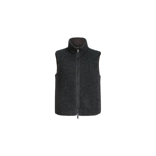 Reversible sleeveless down jacket in Lignite Grey