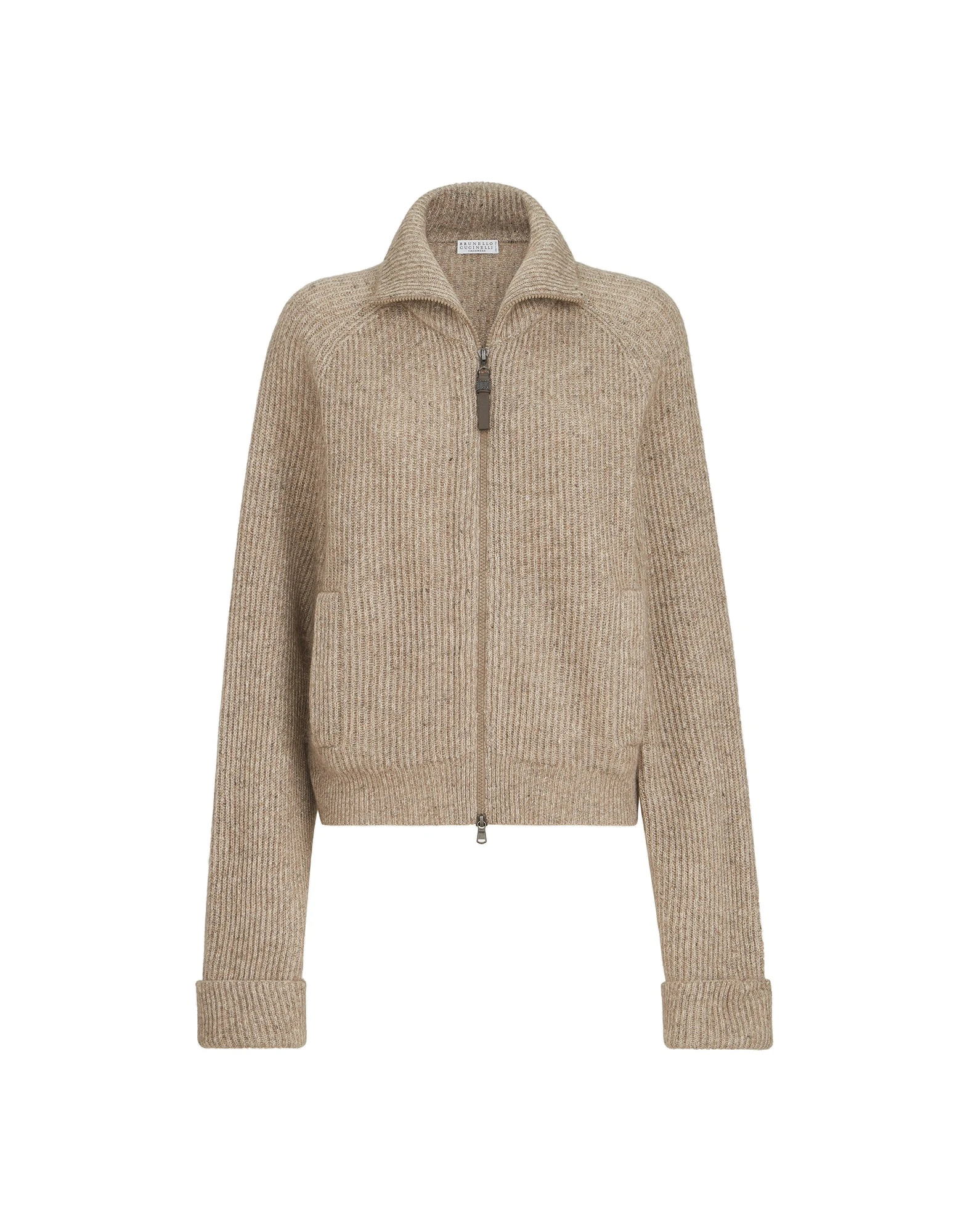 Brunello Cucinelli Ribbed cardigan with monili in Light Brown | Buy Knitwear at Luxury Shoes Brunello Cucinelli Ribbed cardigan with monili in Light Brown