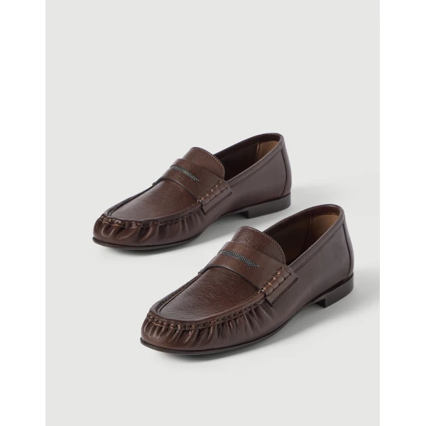 Riding calfskin penny loafers in Cocoa - Image 4