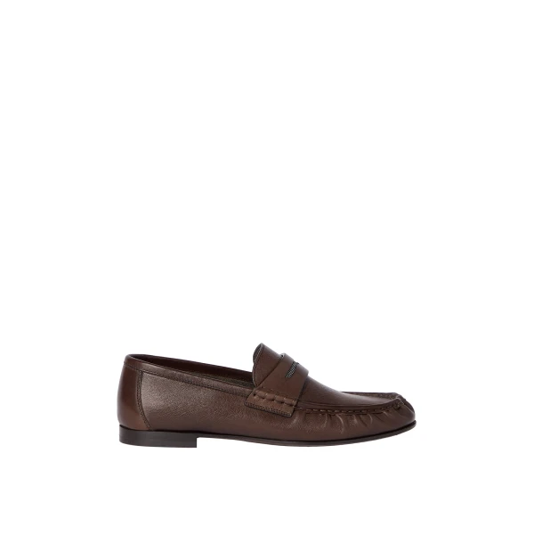 Riding calfskin penny loafers in Cocoa