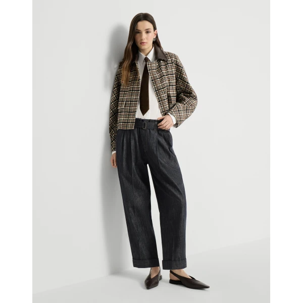 Brunello Cucinelli Sartorial Loose trousers in Dark Denim, view 5 | Denim | Luxury Shoes 