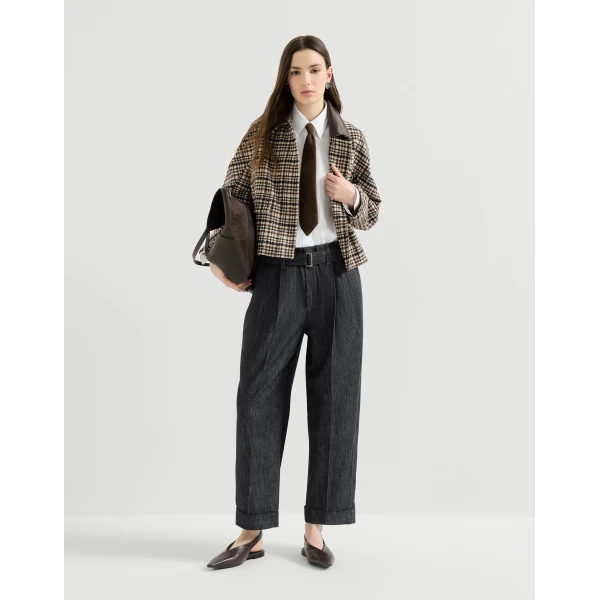 Brunello Cucinelli Sartorial Loose trousers in Dark Denim, view 6 | Denim | Luxury Shoes 
