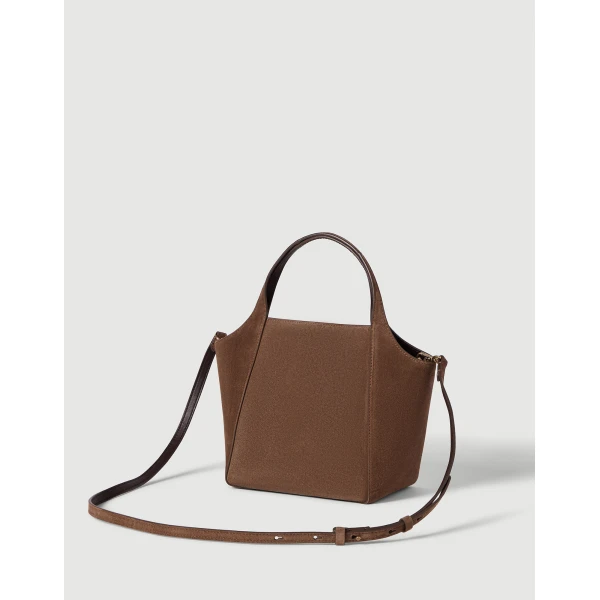 Sartorial small bucket bag in suede in Caramel - Image 2