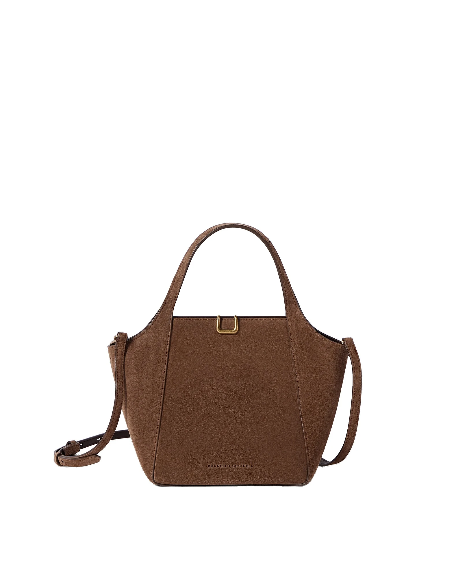 Brunello Cucinelli Sartorial small bucket bag in suede in Caramel | Buy Bucket Bags at Luxury Shoes Brunello Cucinelli Sartorial small bucket bag in suede in Caramel