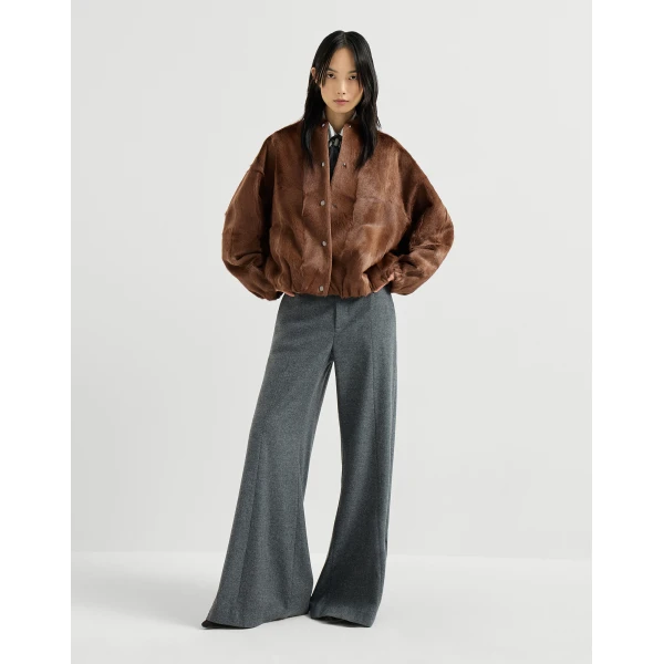 Shearling bomber jacket in Mahogany - Image 6