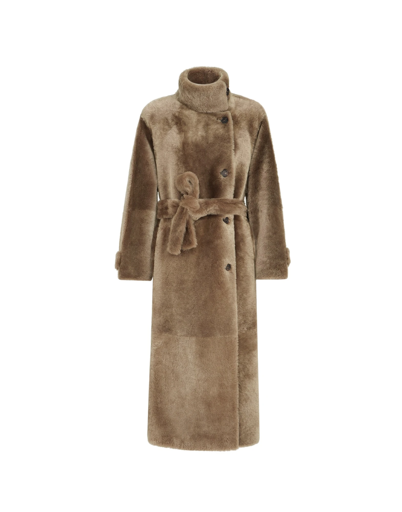 Brunello Cucinelli Shearling coat with belt in Light Brown | Buy Coats at Luxury Shoes Brunello Cucinelli Shearling coat with belt in Light Brown