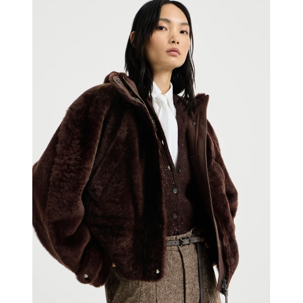 Shearling outerwear in Brown Gianduia - Image 5