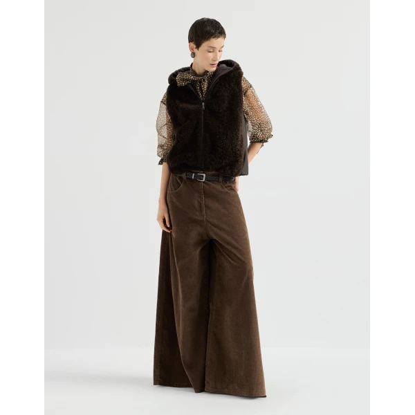 Shearling reversible vest in Brown - Image 6