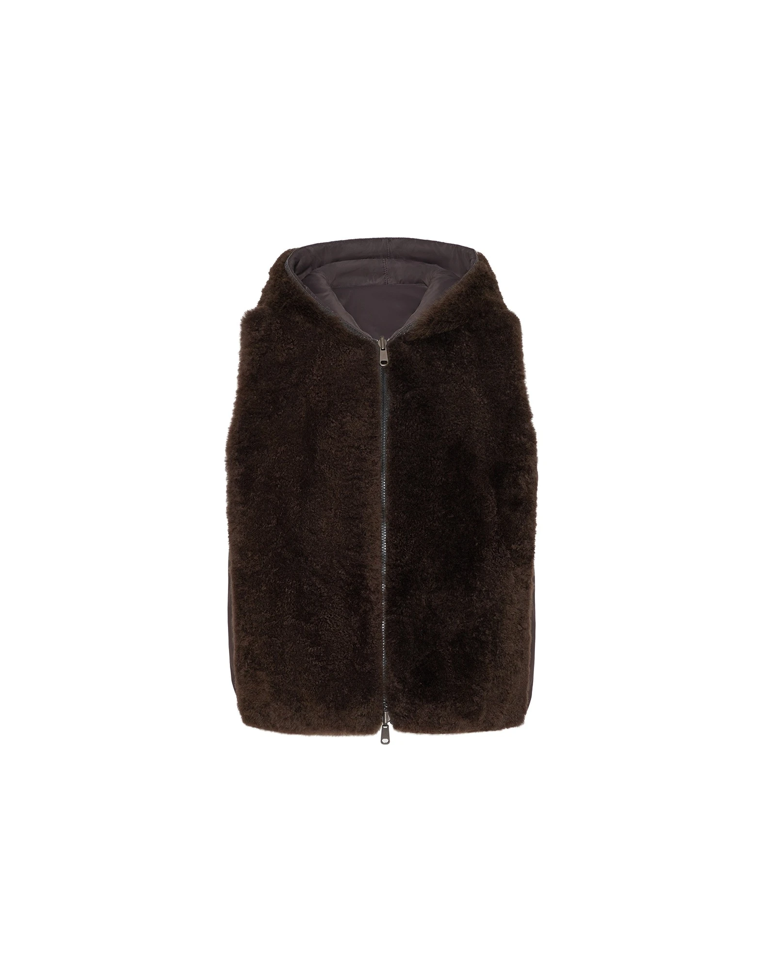 Brunello Cucinelli Shearling reversible vest in Brown | Buy Jackets at Luxury Shoes Brunello Cucinelli Shearling reversible vest in Brown