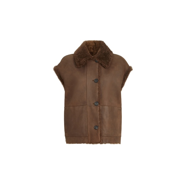 Brunello Cucinelli Shearling reversible vest in Brown