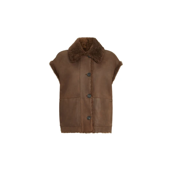 Brunello Cucinelli Shearling reversible vest in Brown