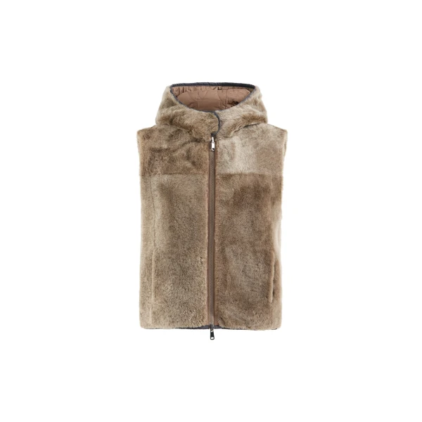 Shearling reversible vest in Light Brown