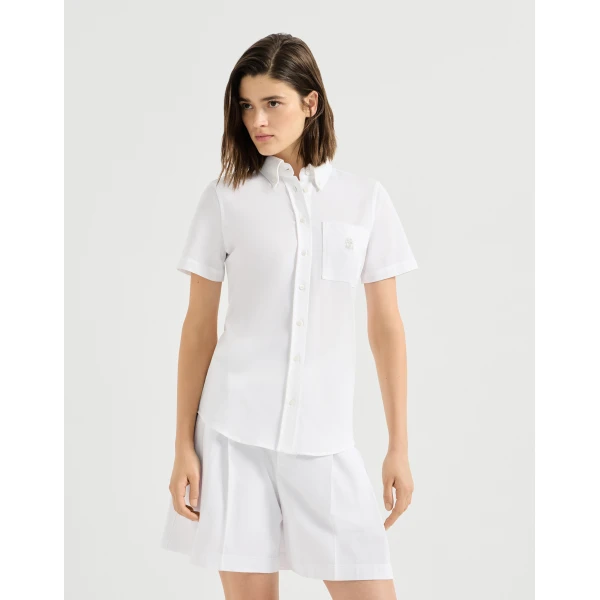 Brunello Cucinelli Short sleeve shirt in White, view 2 | Shirts | Luxury Shoes 