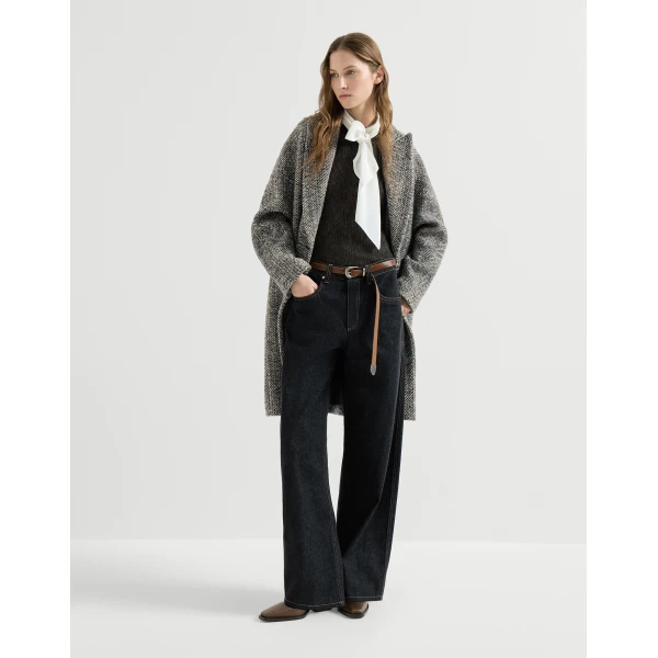 Brunello Cucinelli Silk, alpaca and wool knit top in Anthracite