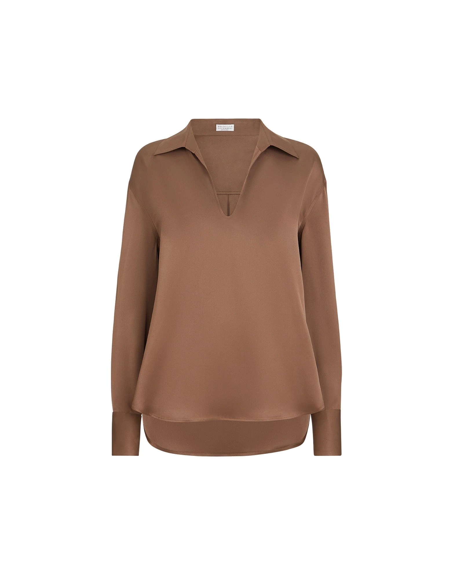 Brunello Cucinelli Silk blouse in Cigar Brunello Cucinelli