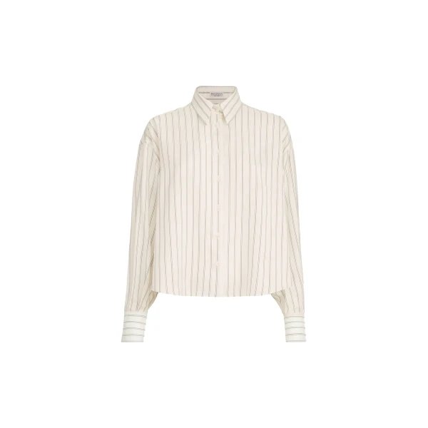 Brunello Cucinelli Silk poplin shirt in Butter