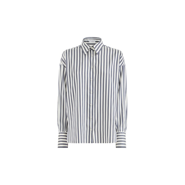 Brunello Cucinelli Silk poplin shirt in Denim