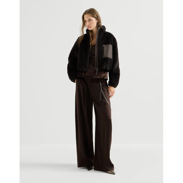 Brunello Cucinelli Silk satin top in Coffee, view 6 | Tops | Luxury Shoes 