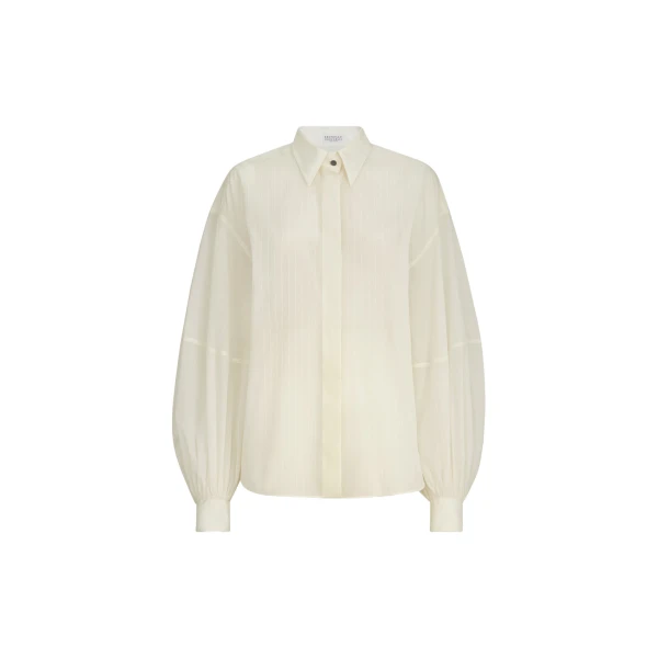 Silk sparkling pinstripe shirt in White