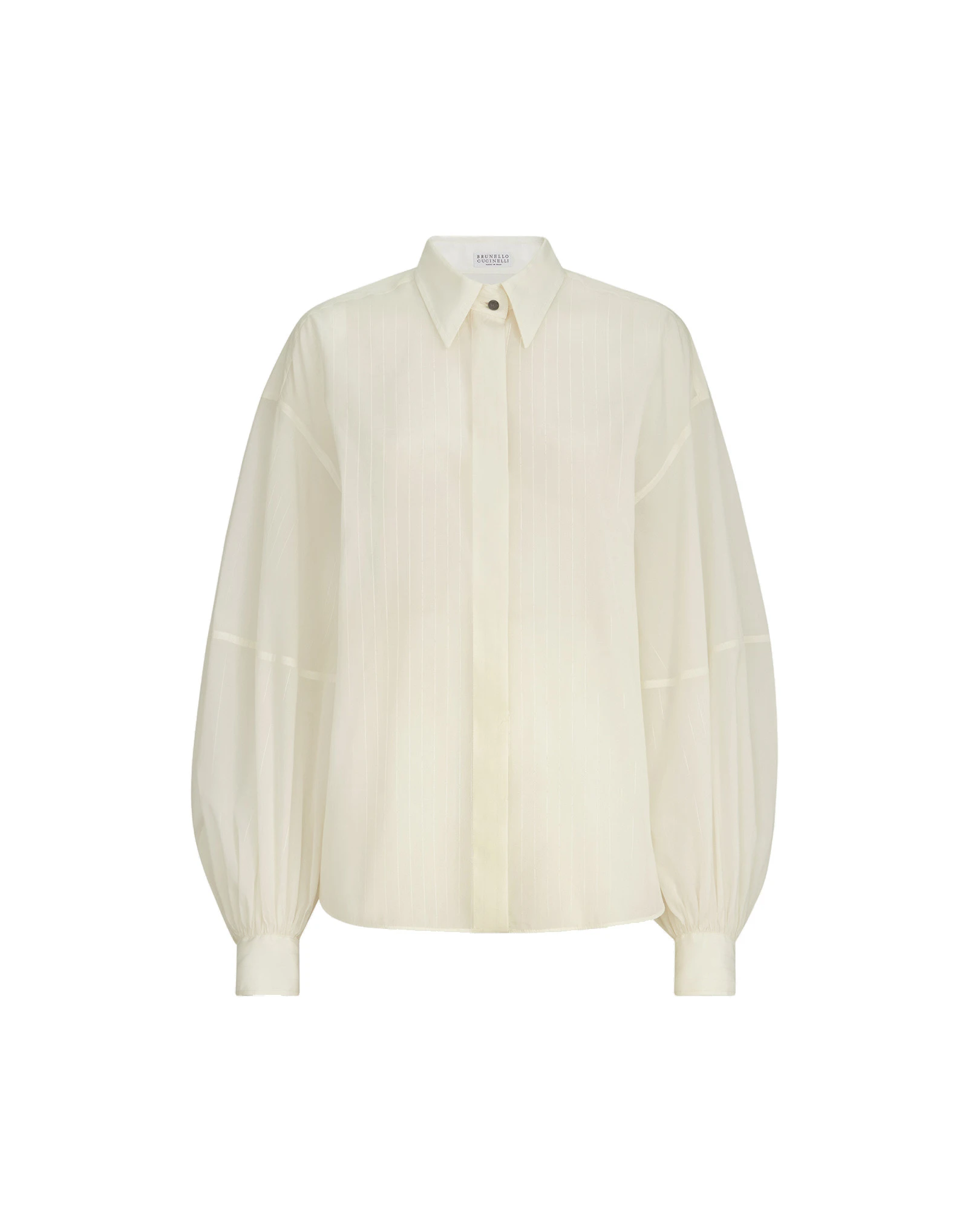Brunello Cucinelli Silk sparkling pinstripe shirt in White Brunello Cucinelli Silk sparkling pinstripe shirt in White | Shirts | Luxury Shoes