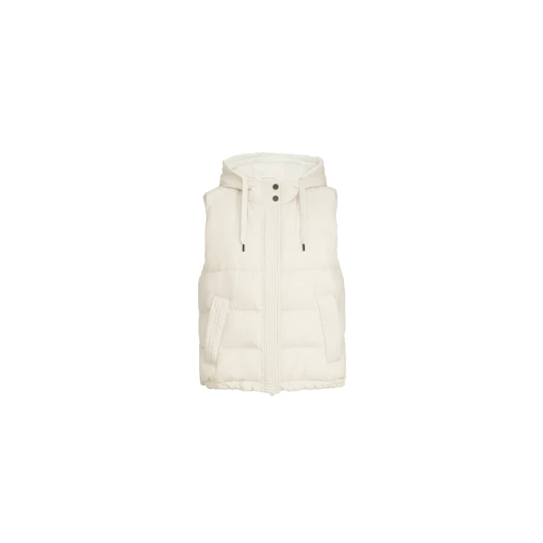 Brunello Cucinelli Sleeveless down jacket with hood in Milk