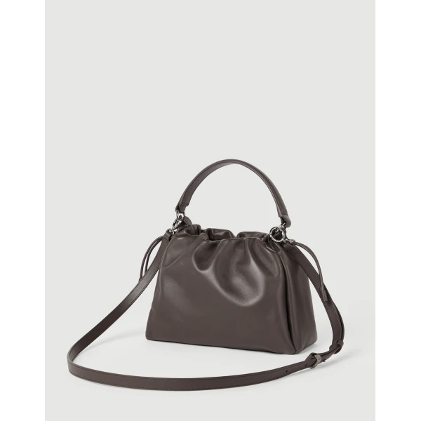 Small Soft Leather Mellow Bucket bag in Rust Brown - Image 2