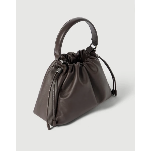 Small Soft Leather Mellow Bucket bag in Rust Brown - Image 3