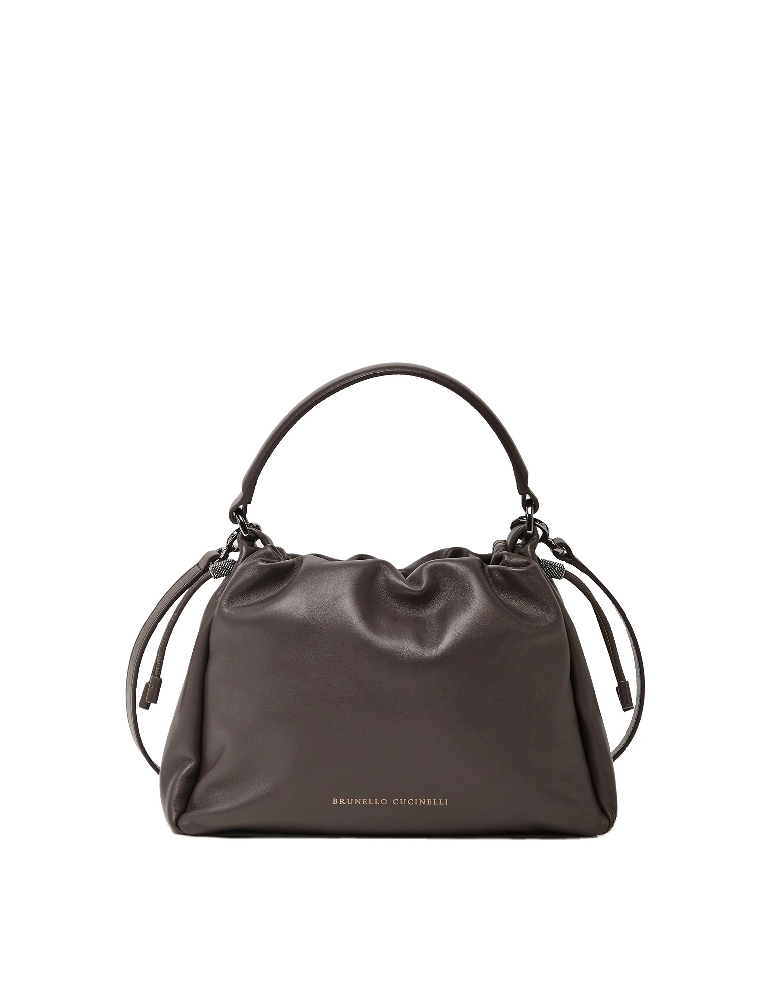 Brunello Cucinelli Small Soft Leather Mellow Bucket bag in Rust Brown | Buy Bucket Bags at Luxury Shoes Brunello Cucinelli Small Soft Leather Mellow Bucket bag in Rust Brown