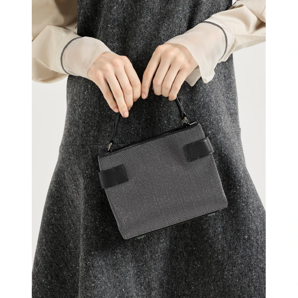Small Top-Handle Essence bag in Black - Image 4
