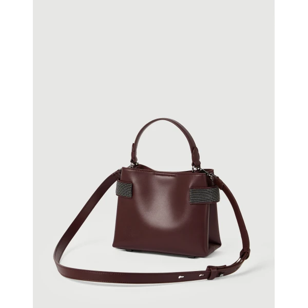 Small Top-Handle Essence bag in Burgundy - Image 2