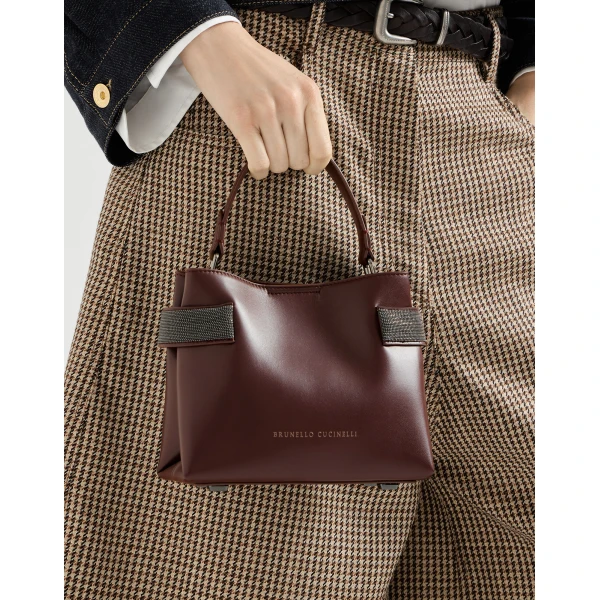 Small Top-Handle Essence bag in Burgundy - Image 4