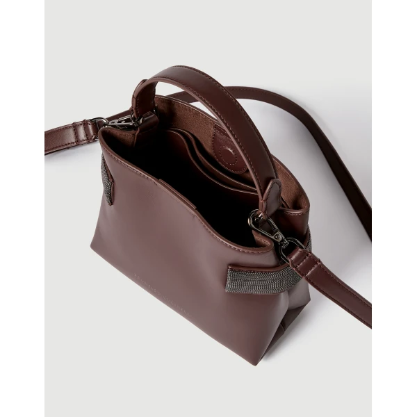 Small Top-Handle Essence bag in Burgundy - Image 5