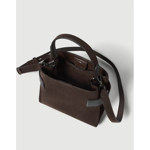 Small Top-Handle Essence bag in Pine Cone Brown - Image 5