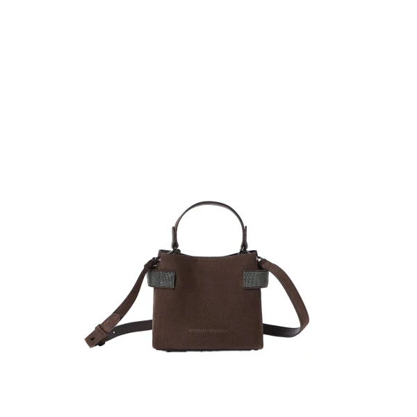 Brunello Cucinelli Small Top-Handle Essence bag in Pine Cone Brown