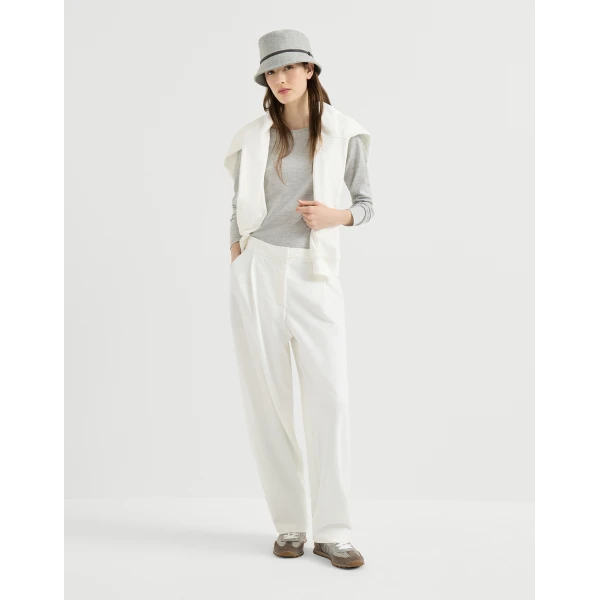 Smooth French terry pleated track trousers in White - Image 6