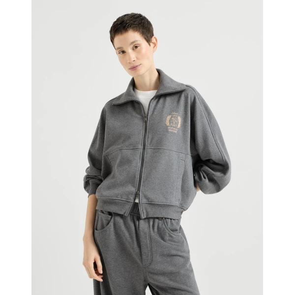 Smooth French terry sweatshirt with logo in Dark Grey - Image 2